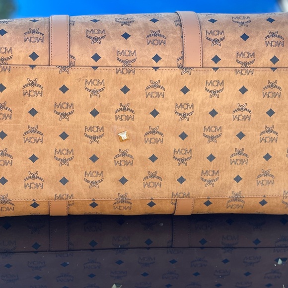 MCM Tan Duffel Bag with Logo Pattern - Picture 1 of 6